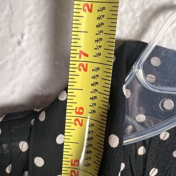 Vintage Y2K Le Grange Sz XL Button-Up Top Crinkle Polka Dot Bell Grunge Coquette - Picture 5 of 6